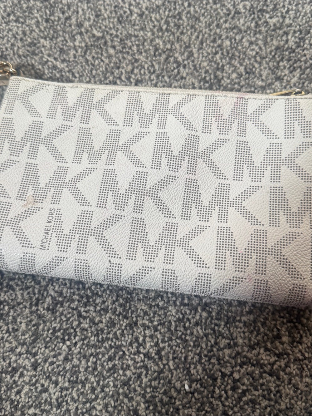 Michael Kors Jet Set Vanilla MK Logo Wristlet Wallet Pouch Gold Tone - Picture 3 of 12